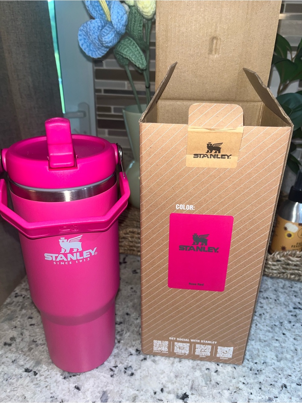 Stanley Hot Pink Travel Tumbler with Flip Lid